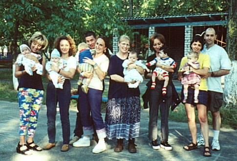 Five of the Italian mothers with me at the orphange-all of us holding our new children.