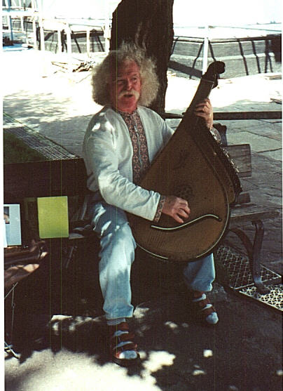 Musician in front of St. Sophia's Cathedral in Kiev